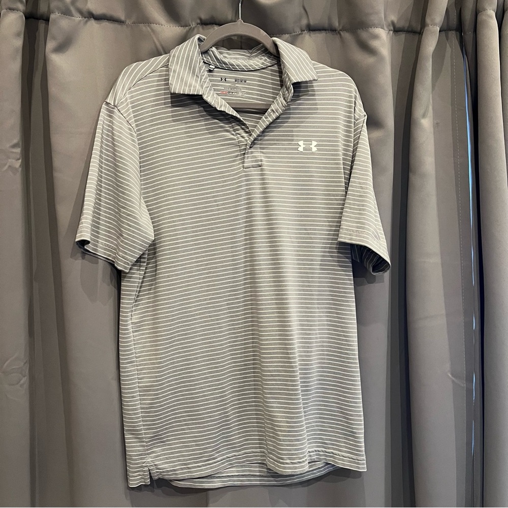 Under Armour Men's Light Gray Polo Shirt—Medium